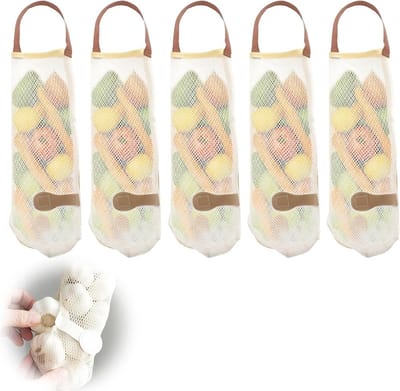 Gaaszakken voor producten - Hangende netzakken - Verse opslag - Ademend ontwerp - 6 stuks 12x40cm - Beige