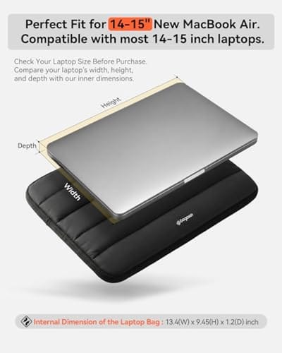 Puffy Laptophoes 14 inch - Laptop Sleeve Case - TSA Laptoptas - 4-Laags Bescherming - Waterbestendig - PC Computer Draagtas - Geschikt voor MacBook Air 15 M2 2023, HP, Dell, Lenovo, ASUS Notebook