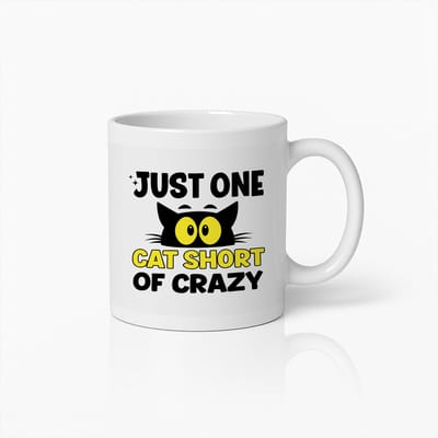 Just One Cat Short of Crazy Mok 330ml | Grappige Koffiebeker Cadeau voor Kattenliefhebbers & Crazy Cat Ladies