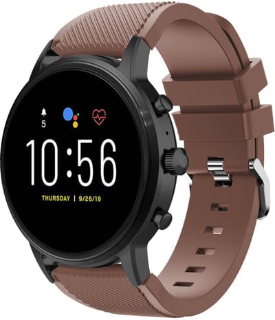 Strap-it Siliconen swartwatch bandje - geschikt voor Fossil Gen 5 / Fossil Gen 5e 44mm / Fossil Gen 6 44mm - koffiebruin