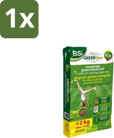 BSI – Organisch-Minerale Gazonmeststof – Indirecte Mosbestrijding – 10 kg (100 m²) - 1 stuk
