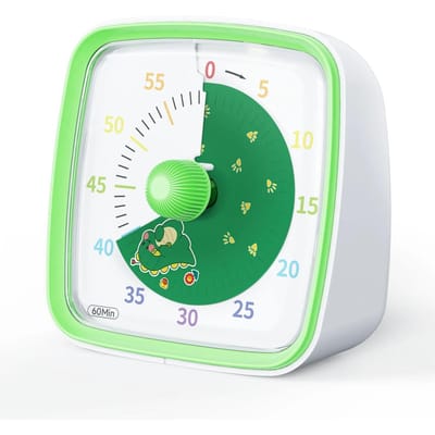 Visuele timer met nachtlampje, 60 minuten afteltimer voor kinderen en volwassenen, stille klastimer voor thuisonderwijs groen
