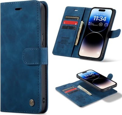 Casemania Hoesje Geschikt voor Apple iPhone 13 Pro Max Navy Blue - 2 in 1 Magnetic Book Case