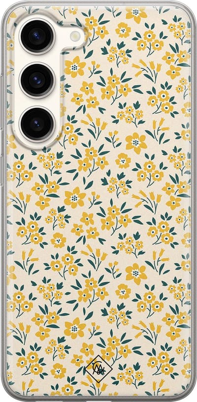 Casimoda® hoesje - Geschikt voor Samsung S23 - Yellow Garden - Backcover - Siliconen/TPU - Goudkleurig
