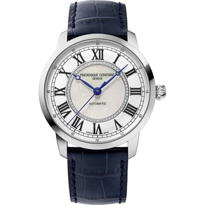 Frédérique Constant Classics Premiere FC-301MPWD3B6 Horloge - Leer - Blauw - Ø 38 mm