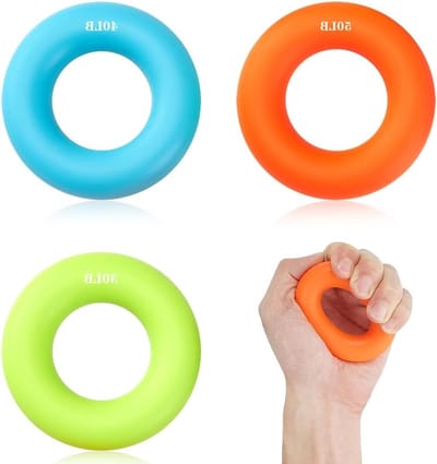 Versterk je Grip met deze 3-delige Ring Handtrainer - Ideaal voor Spiertraining, Fitness en Sport, 15 kg, Oranje, Blauw, Groen