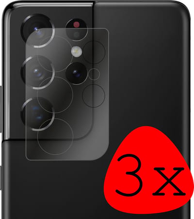 Camera Lens Protector - 3 Stuks Geschikt voor Samsung Galaxy S21 Ultra - Camera Screenprotector Beschermglas - Gehard Glas - Tempered Glass - Screen Protector