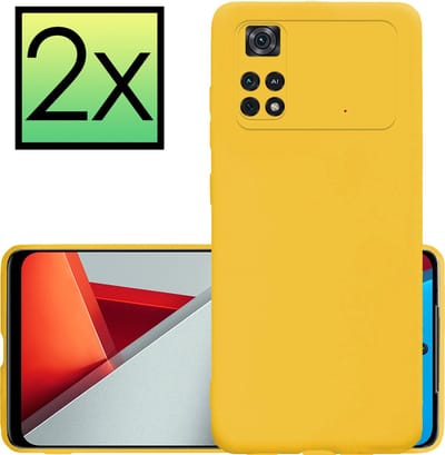 Hoesje - 2 Stuks - Geschikt voor Xiaomi Poco X4 Pro 5G - Sterk & Shockproof - Case Siliconen - Back Cover - Telefoon Hoes - Geel