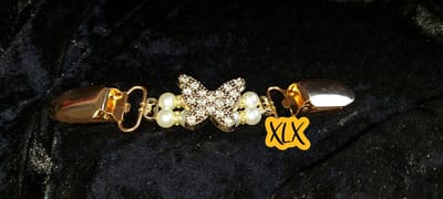 Vestclip goudkleurig met stras vlinder, XLX® , Vestsluiting, Vestclip,