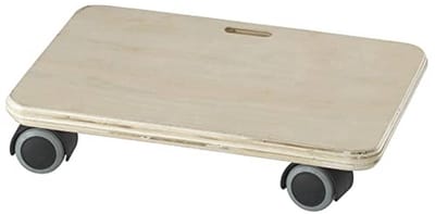Transportroller voor meubels en kratten - 290 x 190 mm, 80 kg draagkracht, dubbele wielen, met handgreep