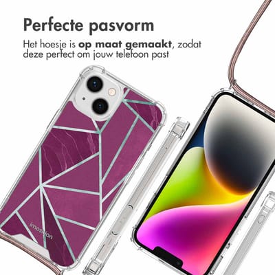 imoshion Hoesje - Geschikt voor Apple iPhone 14 - Design Hoesje met Koord - Bordeaux Graphic