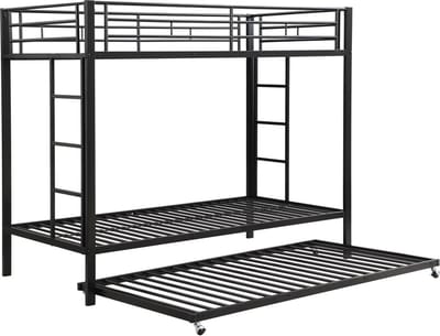Gotagee Stapelbed 90 x 200 cm met metalen frame jeugdbed met uitschuifbed