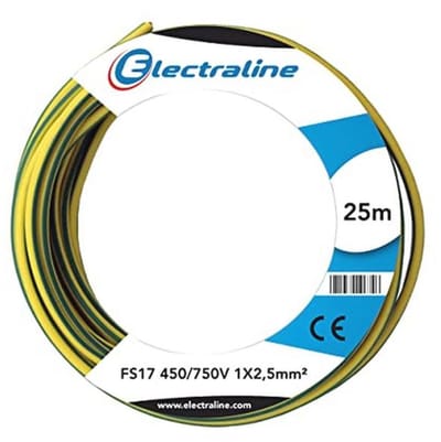 Aderkabel FS17, 1 x 2,5 mm², Geel/Groen, 25 Meter