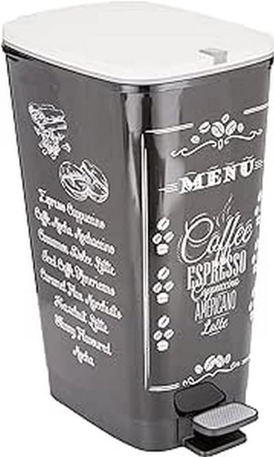 Prullenbak 60 liter Chic Coffee menu plastic meerkleurig - afvalcontainer 29x445x605 cm Prullenbak 60 liter