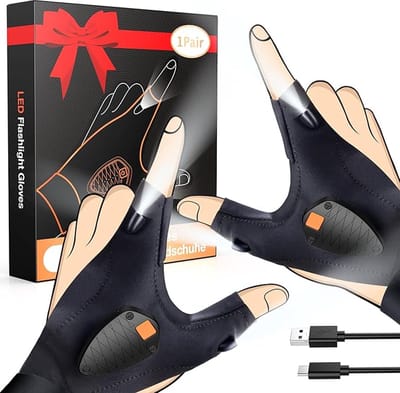 Equivera Led Handschoenen - Oplaadbaar - 2 Lampen - Lichtgevende Handschoenen - Zaklamp Handschoen - Voor Klussen/Vissen/Kamperen & Andere Outdooractiviteiten