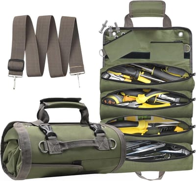 Stevige Roll Up Tool Bag met 4 Vakken en 2 Afneembare Zakjes