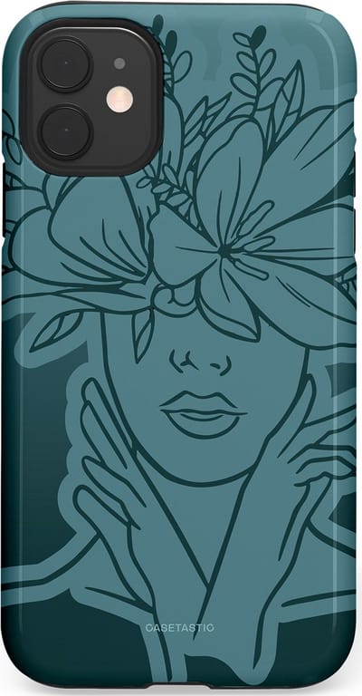 Casetastic hoesje geschikt voor Apple iPhone 11 - Dubbellaagse bescherming - Flora Femme - Fashion Case - Petrol Donkergrijs Grijs
