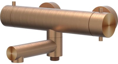IVY Concord Badthermostaatkraan Opbouw met Wegdraaibare Baduitloop en Omstel - Geborsteld RVS 316 Mat Koper PVD