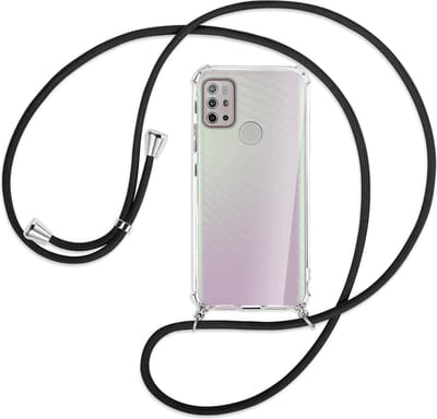 Transparant hoesje met koord - Anti-shock stootrand / Siliconen / Back Cover geschikt voor: Motorola G200 5G