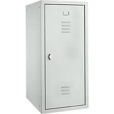 Locker, plaatstaal, B 400 x D 500 x H 1000 mm, veiligheidsslot met draaigrendel, gemonteerd, lichtgrijs