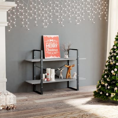 vidaXL - Boekenkast - met - 2 - schappen - 100x30x70 - cm - bewerkt - hout - betongrijs