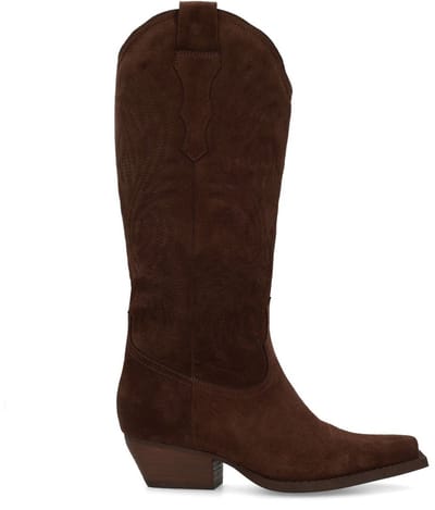 Sacha - Dames - Bruine suède cowboylaarzen met stiksels - Maat 36