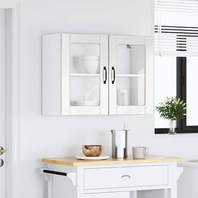 vidaXL - Keukenbovenkast - met - glazen - deur - Lucca - bewerkt - hout - hoogglanswit