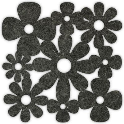 Klaver madelief vilt onderzetters - Gemeleerd antraciet - 6 stuks - 10 x 10 cm - Tafeldecoratie - Glas onderzetter - Cadeau - Woonkamer - Tafelbescherming - Onderzetters Voor Glazen - Keukenbenodigdheden - Woonaccessoires - Tafelaccessoires
