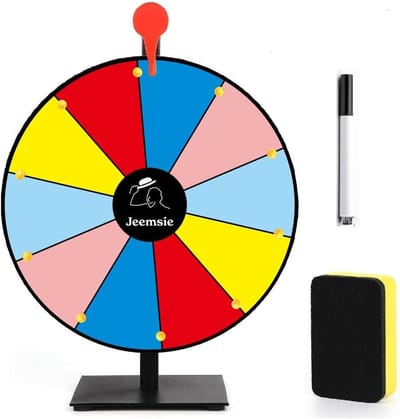 Draaiwiel met vakken - Rad van fortuin - Feest spel - Tafelmodel met wisser - 1x1x1 cm - Multi