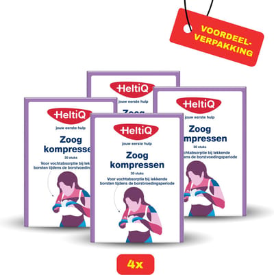 4x HeltiQ Zoogcompres Voorgevormd (4 X 30 stuks) Voordeelverpakking!