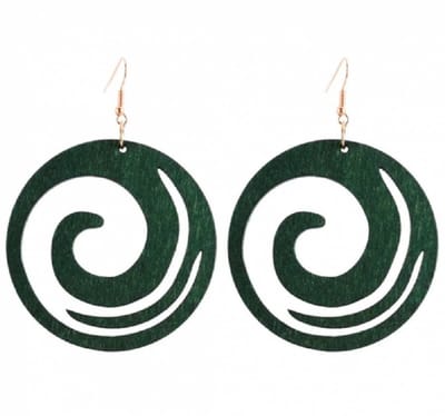 Zilveren oorhangers -Hout-Groen- Spiraal - Charme Bijoux