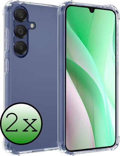 Hoesje 2 Stuks - Geschikt voor Samsung Galaxy A15 - Sterk & Shockproof - Siliconen Case - Back Cover - Telefoon Hoes Shock Proof - Transparant
