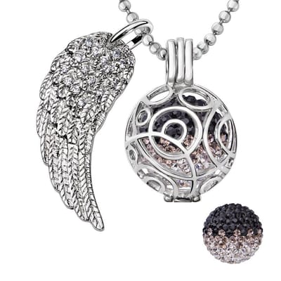 Engelenroeper 18mm Bolhouder met Ketting 90cm en Bolletje - Dames - Zilverkleurig Cirkels - EBS18013