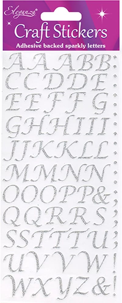 Oaktree - Stickers Alfabet zilver cursief letter (per vel)