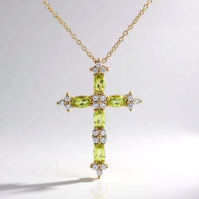 Chique peridot verguld zilveren ketting