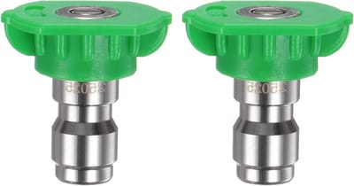 2-Pack Hogedrukreiniger Spray Tips, 25 Graad 1/4 Snelsluiting, RVS Spuitmond voor Effectieve Reiniging en Verwijdering van Vuil en Vlekken