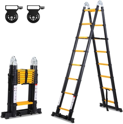 Telescopische Ladder - Telescopische Vouwladder - Werkhoogte - Aluminium - Geschikt voor Particulier en Professioneel Gebruik - Telescopische Vouwladder - Max. Belasting 150 kg