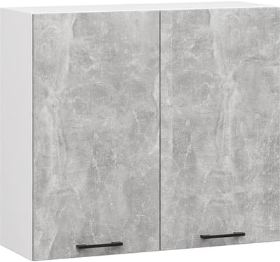 Keukenkast modulaire OLIWIA W80 H720 met 2 Deuren / Hangkast / Bovenkast / AKORD Furniture Factory / Wit – Beton Grijs / 80 x 72 x 30 cm