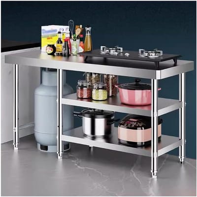 Roestvrijstalen Werktafel - Keukentafel Opklapbaar - Bereiden van Voedsel - Versterkt Driehoekig Ontwerp - 100x40x80cm - Zilverkleurig