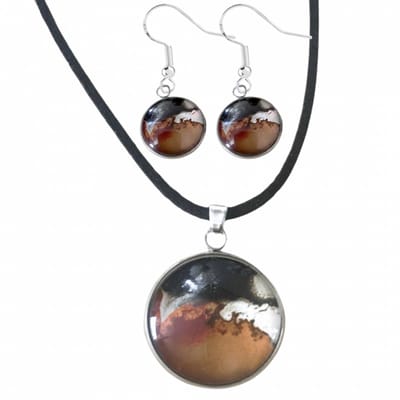2-Delige set- Brownie- Ketting- Lange oorbellen- Zilver -Charme Bijoux
