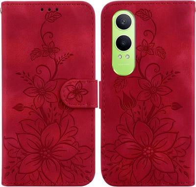 Coverup Hoesje - Geschikt voor OnePlus Nord CE4 Lite 5G Hoesje - Coverup Bloemen Book Case - Rood