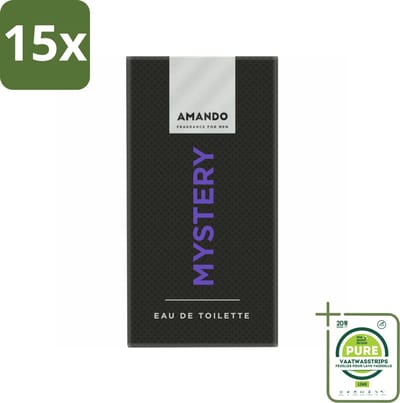 15 x Amando Mystery Eau de Toilette 50 ml - Grootverpakking - Amando Mystery Eau De Toilette - Mannelijke Geur - Mysterieuze Geur - Kruidige Geur - Vanille Geur