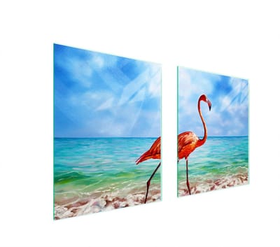 TMK ArtDeko - Serie Flaming - Glazen Beschermplaat - 85x52 cm - Veelzijdig - Kleurrijk Ontwerp