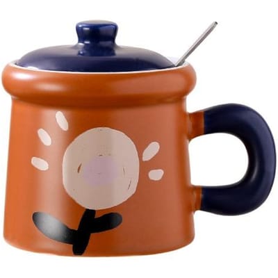 Japanse Creatieve Bloemen Keramische Mok Retro Mok met Deksel Hoge Waarde Souvenir Koffiekop Huishoudelijke Waterbeker 301-400ml
