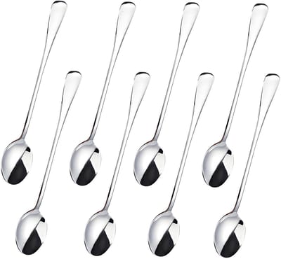 Dailygoods- Latte Macchiato-Lepels 19,6 cm - Set van 8 - Roestvrij Staal - Lange Lepels - Ideaal voor Hoge Glazen - Voedselveilig
