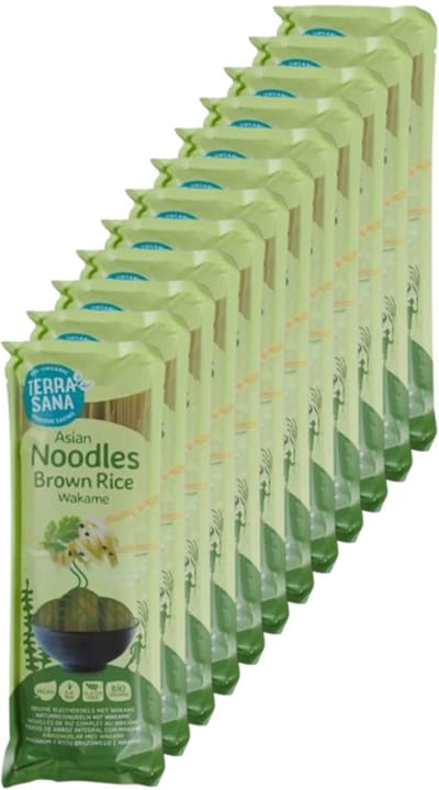 TerraSana | Bruine Rijstnoedels | Wakame Zeewier | 12 stuks | 12 x 250 gram