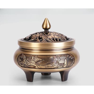 Pure Koperen Tripodia Stijl Wierookbrander Huis/Tempelhal/studeerkamer/Theekamer/kantoor Theeceremonie Decoratie Boeddha Aanbidding Wierookvat
