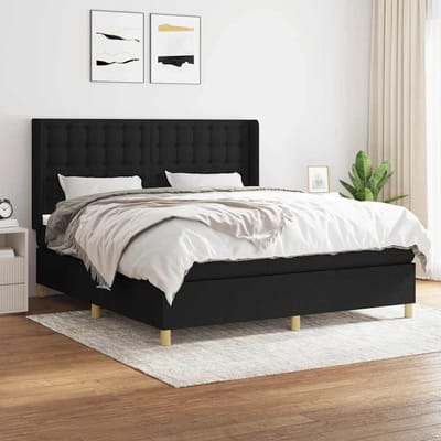 vidaXL - Boxspring - met - matras - stof - zwart - 180x200 - cm