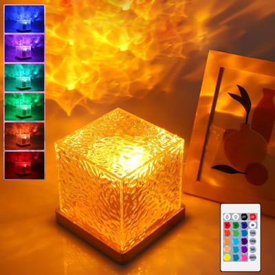 Rosnek RGB Nachtlamp met Afstandsbediening - Watergolf Projector met 16 Kleuren & 30 Modus - Wave Lamp - Sfeerverlichting voor Slaapkamer - Feest & Gaming Kamer