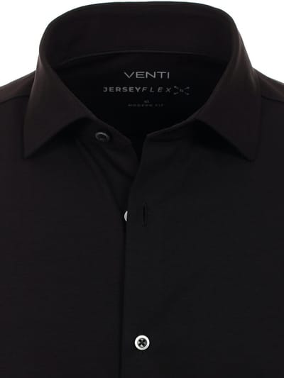 Venti Jerseyflex Overhemd Zwart Modern Fit 123963800-800 - XL